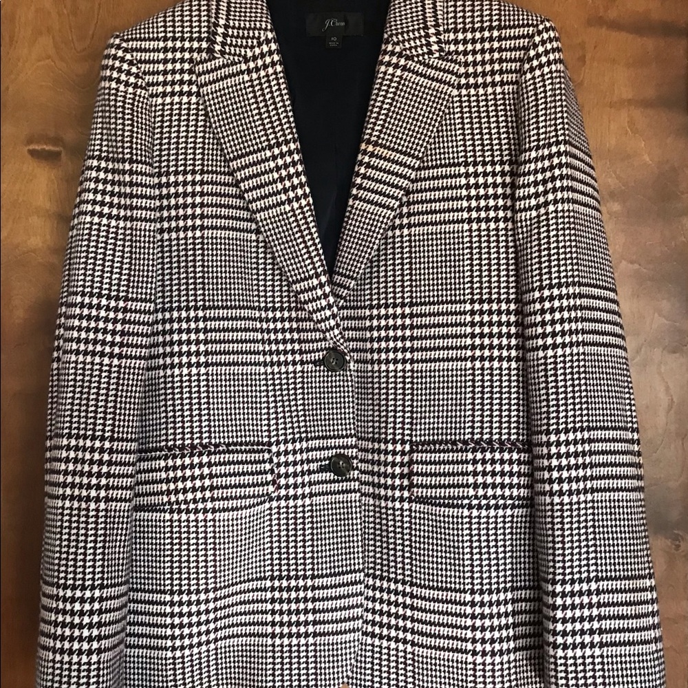 J. Crew Black and White Plaid Blazer